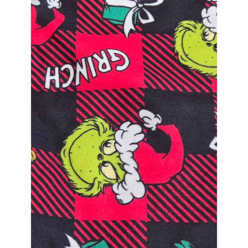 Dr. Seuss The Grinch Kids 3T Pajama Set Red Black Buffalo Plaid  NEW